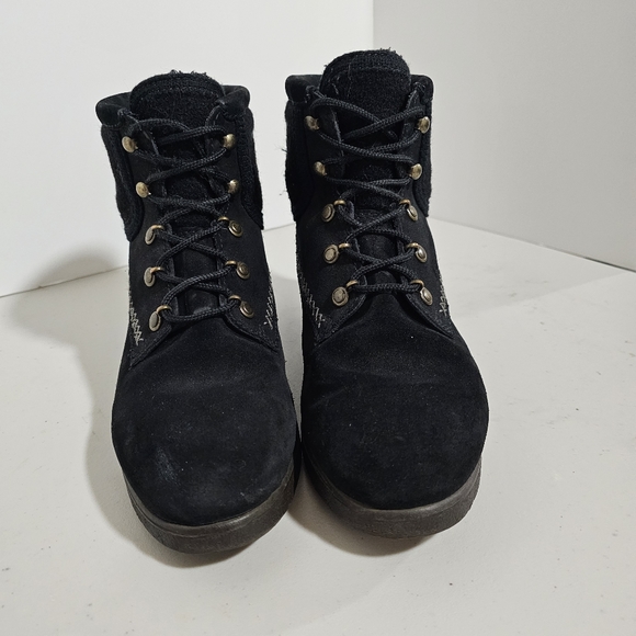 Tecnica black Suede embroidered ankle bootie sz 39 8.5 - Picture 11 of 14